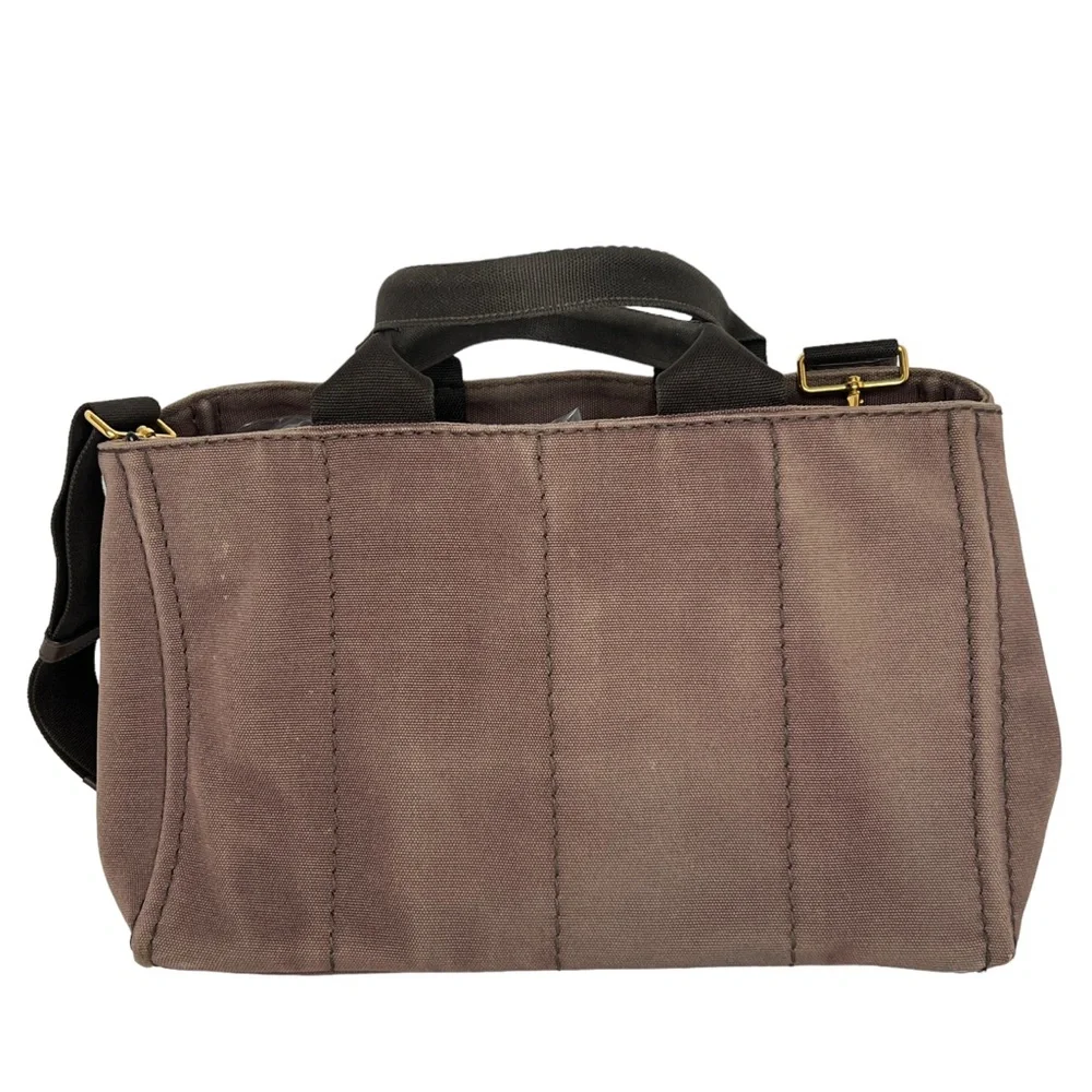 PRADA Canapa Brown Canvas Fabric Removable Crossbody Strap Tote Authentic Japan - Picture 14 of 16